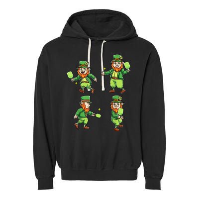 Pickleball Leprechauns St Patrick's Day Pickleball Player Garment-Dyed Fleece Hoodie
