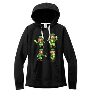 Pickleball Leprechauns St Patrick's Day Pickleball Player Women's Fleece Hoodie