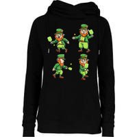 Pickleball Leprechauns St Patrick's Day Pickleball Player Womens Funnel Neck Pullover Hood