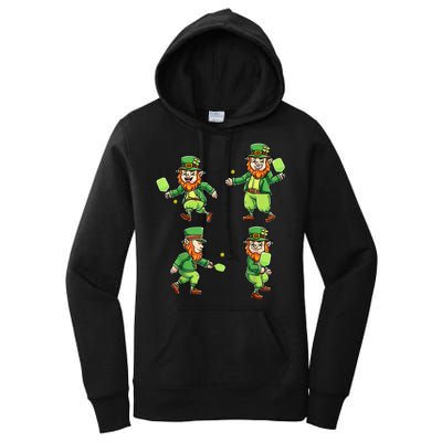 Pickleball Leprechauns St Patrick's Day Pickleball Player Women's Pullover Hoodie