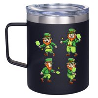 Pickleball Leprechauns St Patrick's Day Pickleball Player 12oz Stainless Steel Coffee Mug