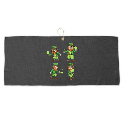 Pickleball Leprechauns St Patrick's Day Pickleball Player Large Microfiber Waffle Golf Towel