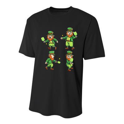 Pickleball Leprechauns St Patrick's Day Pickleball Player Youth Performance Sprint T-Shirt