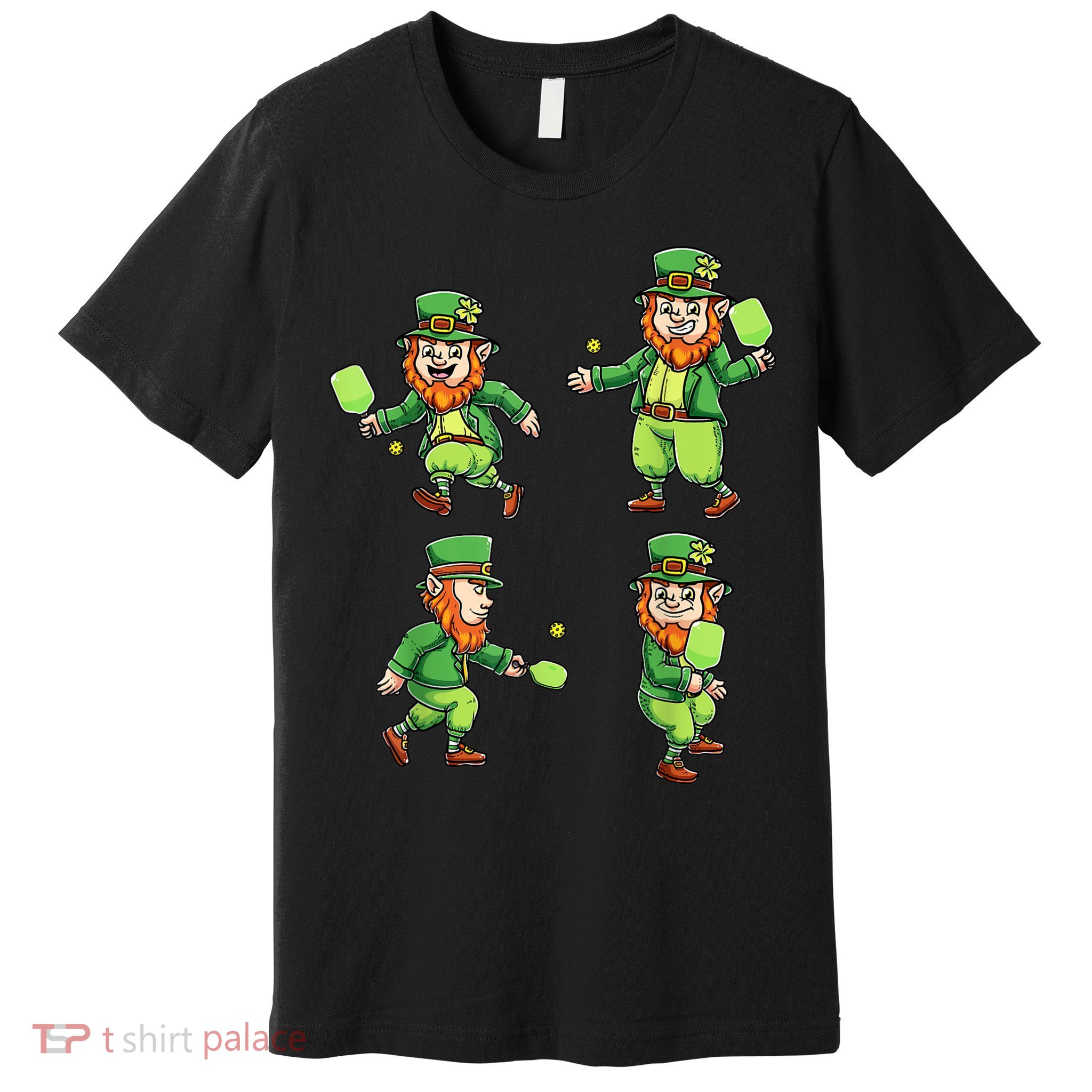 Pickleball Leprechauns St Patrick's Day Pickleball Player Premium T-Shirt