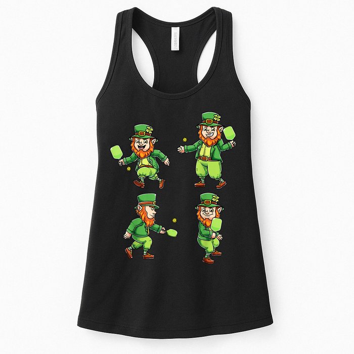 Pickleball Leprechauns St Patrick's Day Pickleball Player Womens Tank Top