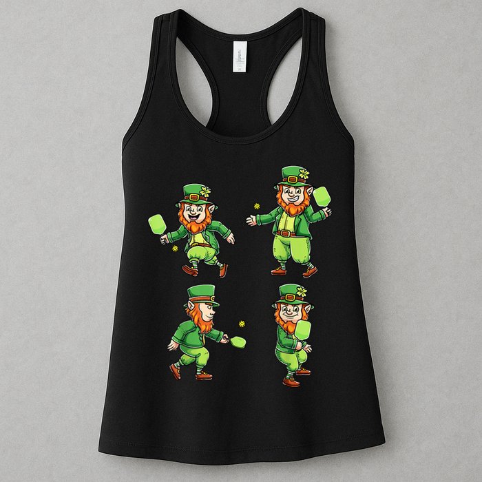 Pickleball Leprechauns St Patrick's Day Pickleball Player Womens Tank Top