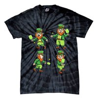 Pickleball Leprechauns St Patrick's Day Pickleball Player Tie-Dye T-Shirt