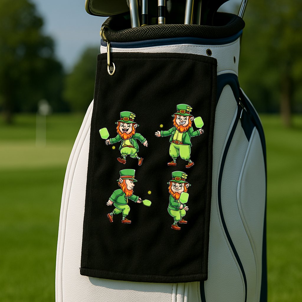 Pickleball Leprechauns St Patrick's Day Pickleball Player Golf Towel