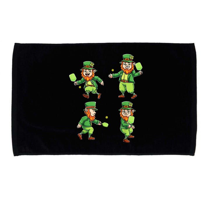 Pickleball Leprechauns St Patrick's Day Pickleball Player Microfiber Hand Towel