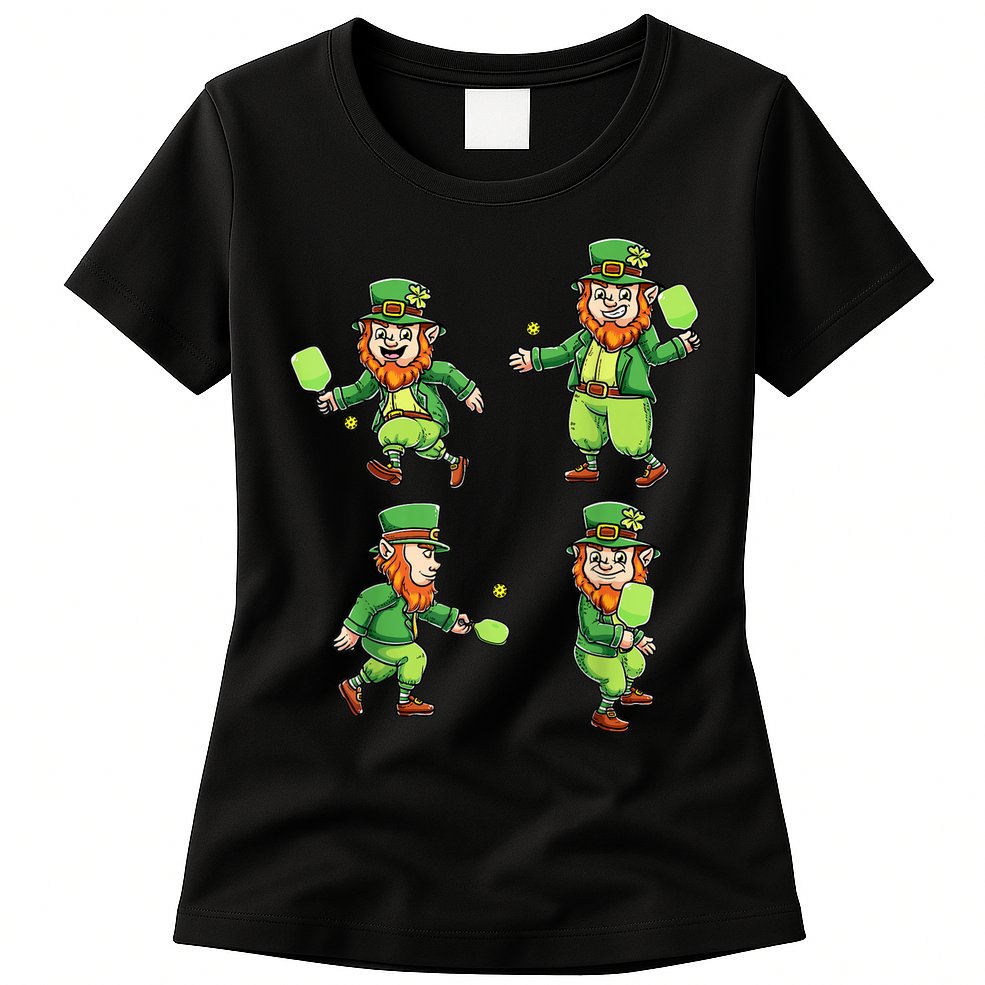 Pickleball Leprechauns St Patrick's Day Pickleball Player Womens T-Shirt