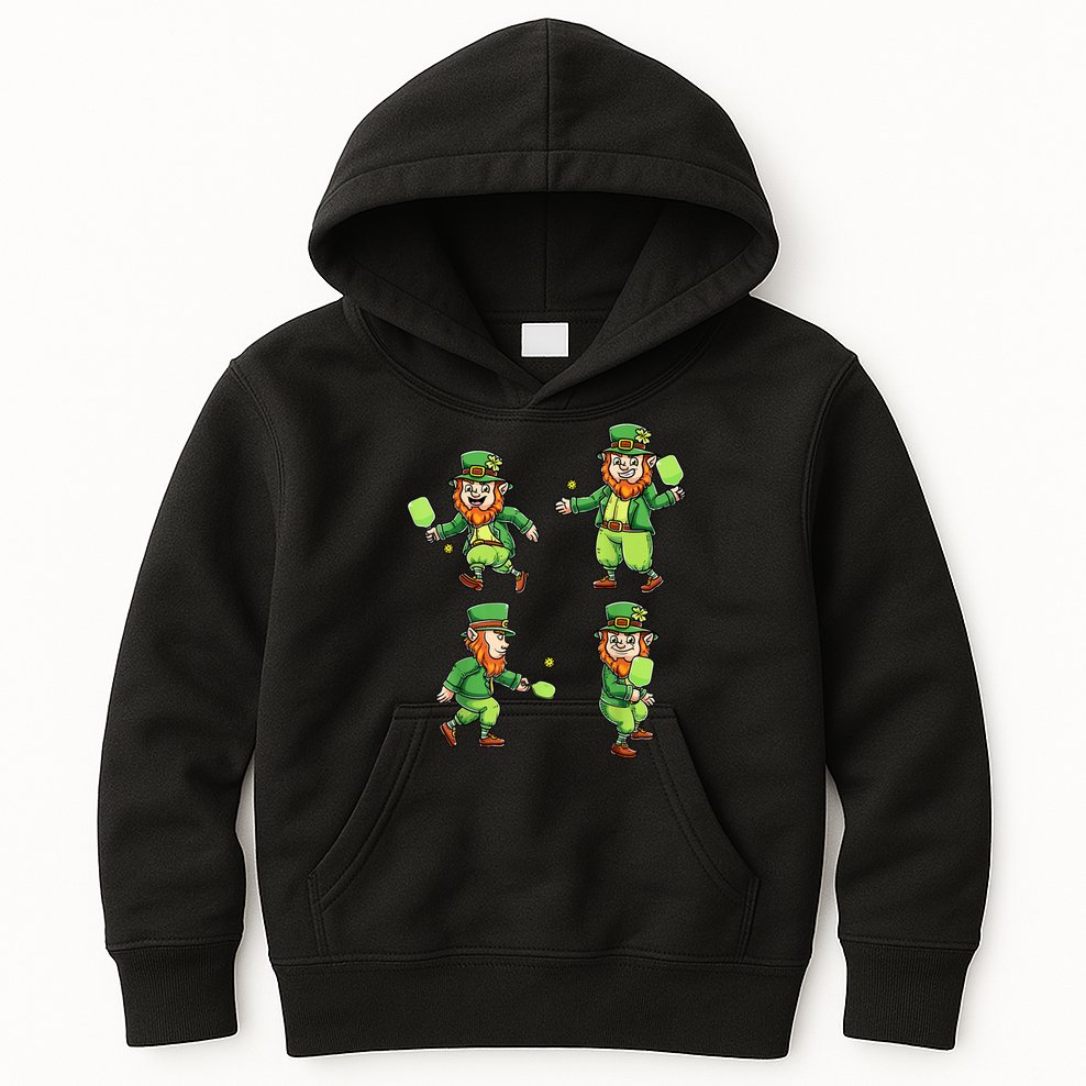 Pickleball Leprechauns St Patrick's Day Pickleball Player Kids Hoodie