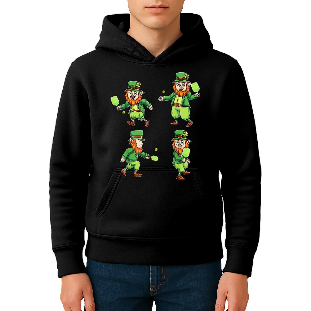 Pickleball Leprechauns St Patrick's Day Pickleball Player Kids Hoodie