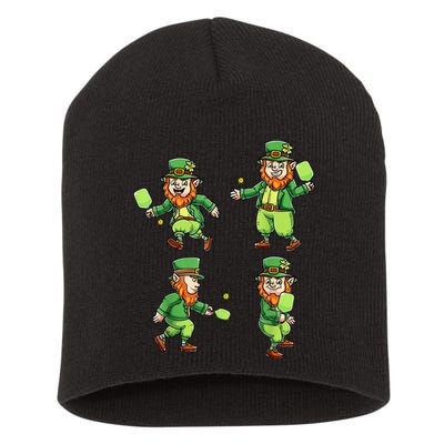 Pickleball Leprechauns St Patrick's Day Pickleball Player Short Acrylic Beanie