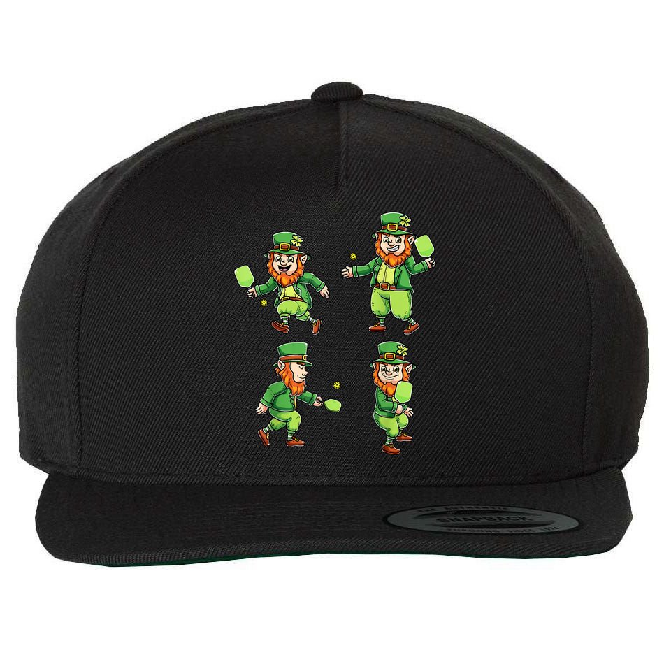 Pickleball Leprechauns St Patrick's Day Pickleball Player Wool Snapback Cap