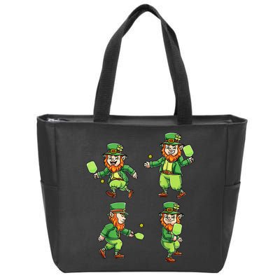 Pickleball Leprechauns St Patrick's Day Pickleball Player Zip Tote Bag