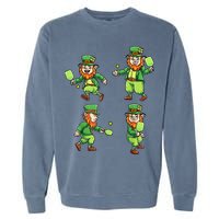 Pickleball Leprechauns St Patrick's Day Pickleball Player Garment-Dyed Sweatshirt