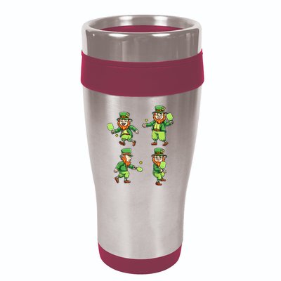 Pickleball Leprechauns St Patrick's Day Pickleball Player 16oz Travel Tumbler