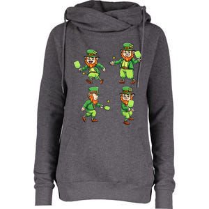 Pickleball Leprechauns St Patrick's Day Pickleball Player Womens Funnel Neck Pullover Hood