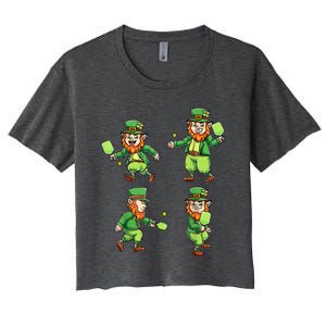 Pickleball Leprechauns St Patrick's Day Pickleball Player Women's Crop Top Tee