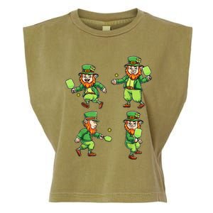 Pickleball Leprechauns St Patrick's Day Pickleball Player Garment-Dyed Women's Muscle Tee