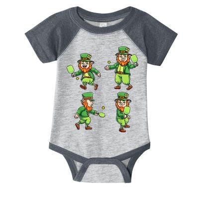 Pickleball Leprechauns St Patrick's Day Pickleball Player Infant Baby Jersey Bodysuit