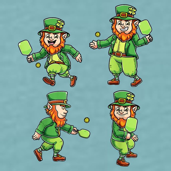 Pickleball Leprechauns St Patrick's Day Pickleball Player Sueded Cloud Jersey T-Shirt