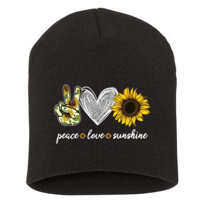 Peace Love Sunshine Sunflower Hippie Sunflower Lover Gifts Short Acrylic Beanie