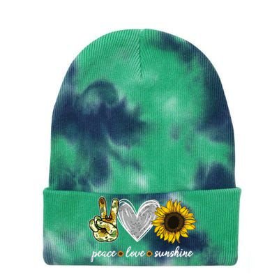 Peace Love Sunshine Sunflower Hippie Sunflower Lover Gifts Tie Dye 12in Knit Beanie