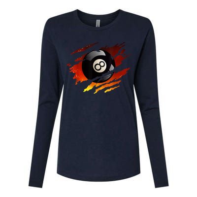 Pool League Snooker Eight Ball Billiards 8 Ball Pool Gift Womens Cotton Relaxed Long Sleeve T-Shirt