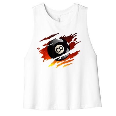 Pool League Snooker Eight Ball Billiards 8 Ball Pool Gift Women's Racerback Cropped Tank