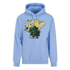 Peace Love Shamrock Leopard Irish Shamrocks St Patrick's Day Unisex Surf Hoodie