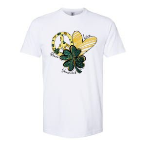 Peace Love Shamrock Leopard Irish Shamrocks St Patrick's Day Softstyle CVC T-Shirt