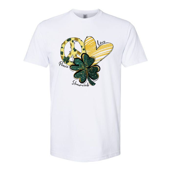 Peace Love Shamrock Leopard Irish Shamrocks St Patrick's Day Softstyle CVC T-Shirt