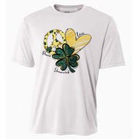 Peace Love Shamrock Leopard Irish Shamrocks St Patrick's Day Cooling Performance Crew T-Shirt