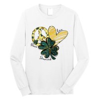 Peace Love Shamrock Leopard Irish Shamrocks St Patrick's Day Long Sleeve Shirt