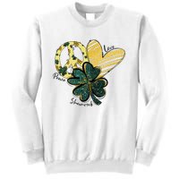 Peace Love Shamrock Leopard Irish Shamrocks St Patrick's Day Sweatshirt