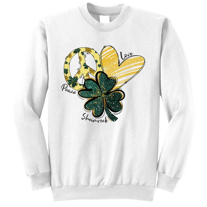 Peace Love Shamrock Leopard Irish Shamrocks St Patrick's Day Sweatshirt