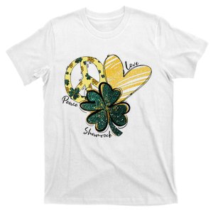 Peace Love Shamrock Leopard Irish Shamrocks St Patrick's Day T-Shirt