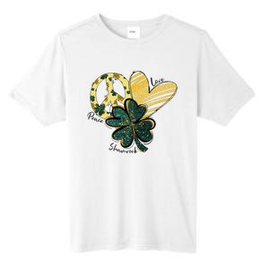 Peace Love Shamrock Leopard Irish Shamrocks St Patrick's Day Tall Fusion ChromaSoft Performance T-Shirt