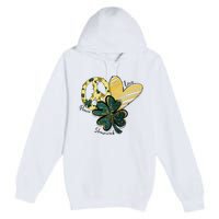 Peace Love Shamrock Leopard Irish Shamrocks St Patrick's Day Premium Pullover Hoodie