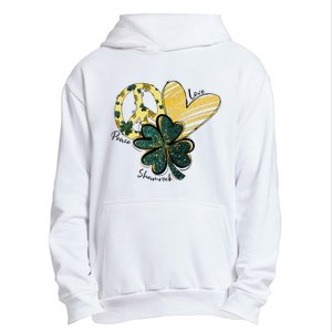 Peace Love Shamrock Leopard Irish Shamrocks St Patrick's Day Urban Pullover Hoodie