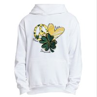 Peace Love Shamrock Leopard Irish Shamrocks St Patrick's Day Urban Pullover Hoodie