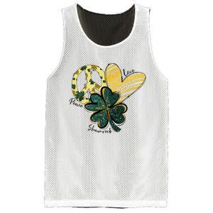 Peace Love Shamrock Leopard Irish Shamrocks St Patrick's Day Mesh Reversible Basketball Jersey Tank