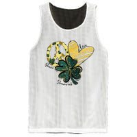 Peace Love Shamrock Leopard Irish Shamrocks St Patrick's Day Mesh Reversible Basketball Jersey Tank