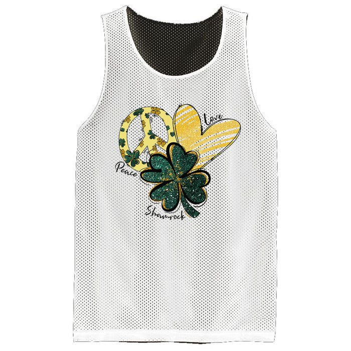 Peace Love Shamrock Leopard Irish Shamrocks St Patrick's Day Mesh Reversible Basketball Jersey Tank