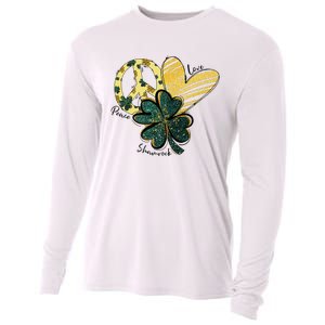 Peace Love Shamrock Leopard Irish Shamrocks St Patrick's Day Cooling Performance Long Sleeve Crew