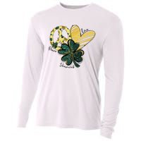 Peace Love Shamrock Leopard Irish Shamrocks St Patrick's Day Cooling Performance Long Sleeve Crew