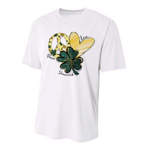 Peace Love Shamrock Leopard Irish Shamrocks St Patrick's Day Performance Sprint T-Shirt