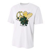 Peace Love Shamrock Leopard Irish Shamrocks St Patrick's Day Performance Sprint T-Shirt