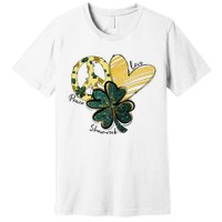 Peace Love Shamrock Leopard Irish Shamrocks St Patrick's Day Premium T-Shirt